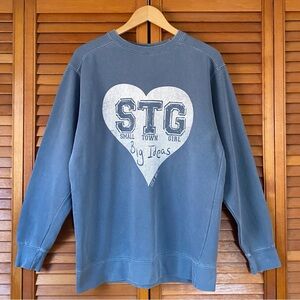 Comfort Colors Womens Sweatshirt Size Small Town Girl Blue Long Sleeve Crew Neck